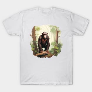 Cute Chimpanzee In Jungle T-Shirt